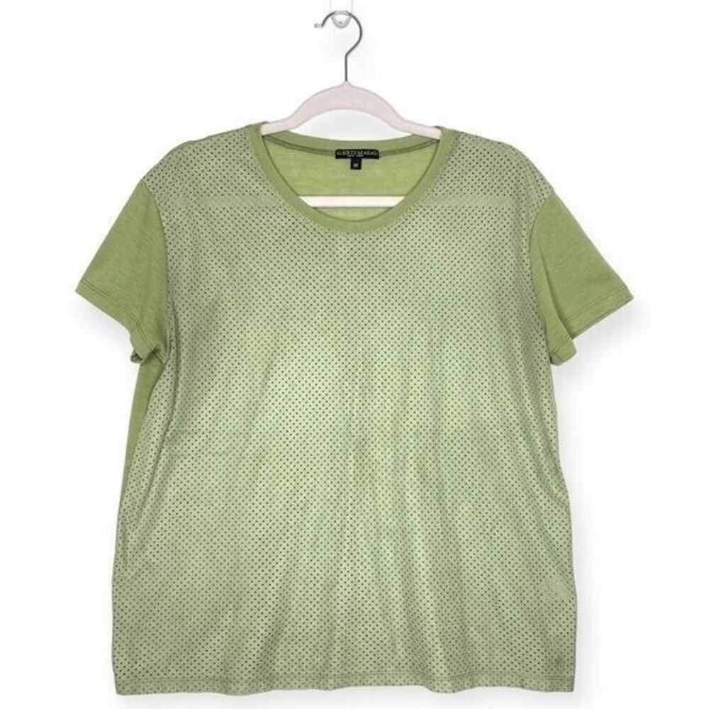 Alberto Makali top sage green linen blend short sleeve cutout women's designer M